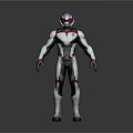 Modern Tech Inspired Superhero Character In White Red Black Armor With Blue Accent Helmet