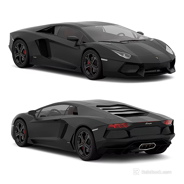Lamborghini Black Sports Car With Sleek Exterior And Aerodynamic Design 3d model 