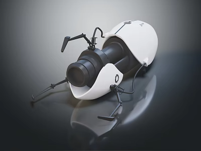 Sleek Advanced Futuristic Weapon With White Black Mechanical Structure And Support Legs 3d model