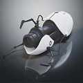 Sleek Advanced Futuristic Weapon With White Black Mechanical Structure And Support Legs