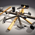 Various Types of Hammers With Wooden Handles and Metal Heads on Display Together