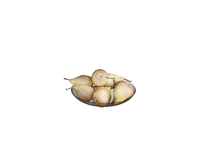 Fresh Ripe Pears Arranged in a Ceramic Plate on White Background 3d model