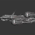 Sci Fi Spaceship 3D Model With Complex Structure Gray Color And Red Accents 3d model