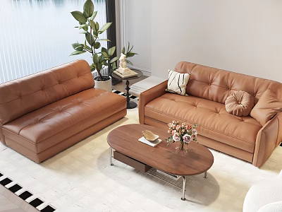Sofa Combination Double Sofa Antique Sofa Leather Sofa Small Sofa Bauhaus Sofa 3d model