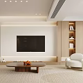 Modern Living Dining Room Interior With Beige Sofa Coffee Table Floor Lamp And Large Windows