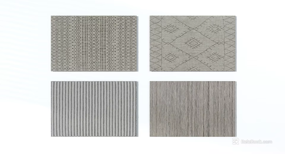 Square Rugs With Different Textured Patterns And Neutral Tones For Home Decor 3d model 