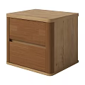 Wooden Bedside Table With Two Drawers And Simple Modern Design 3d model