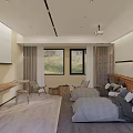 Modern Hotel Guest Room Featuring Twin Beds Wooden Decor And Green View Windows