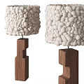 Modern Table Lamps With White Pebble Like Lampshade And Geometric Wooden Base