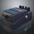 Black Distortion Guitar Pedal With Control Knobs And On Off Switch 3d model