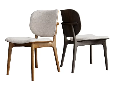 Modern Dining Chairs With Light Dark Wood Frames And Light Gray Upholstered Seats 3d model