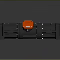 Industrial Gear Motor With Black Body Red Components And Bolted Metal Construction