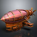 Vintage Cosmic Spacecraft Design With Propeller Metal Frame And Mechanical Details