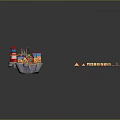 Modern Decorative Scene With Blue Glowing Base Orange Red Structures And Geometric Shapes
