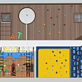 Kids Playground With Climbing Wall Slide Ring Swing And Colorful Elements