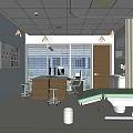 Clinical Examination Room Interior With Green Table Wooden Doors And Large Windows
