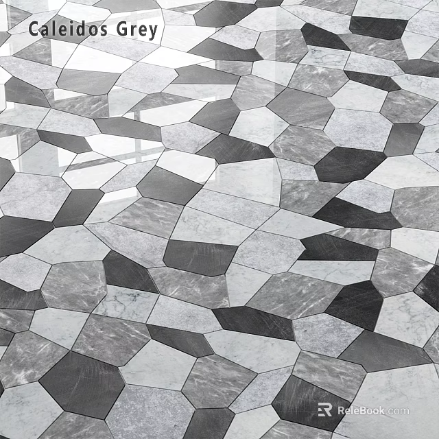 Geometric Shaped Components with Black White Gray Stone Tile Mosaic Pattern 3d model 