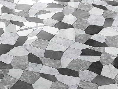 Geometric Shaped Components with Black White Gray Stone Tile Mosaic Pattern 3d model