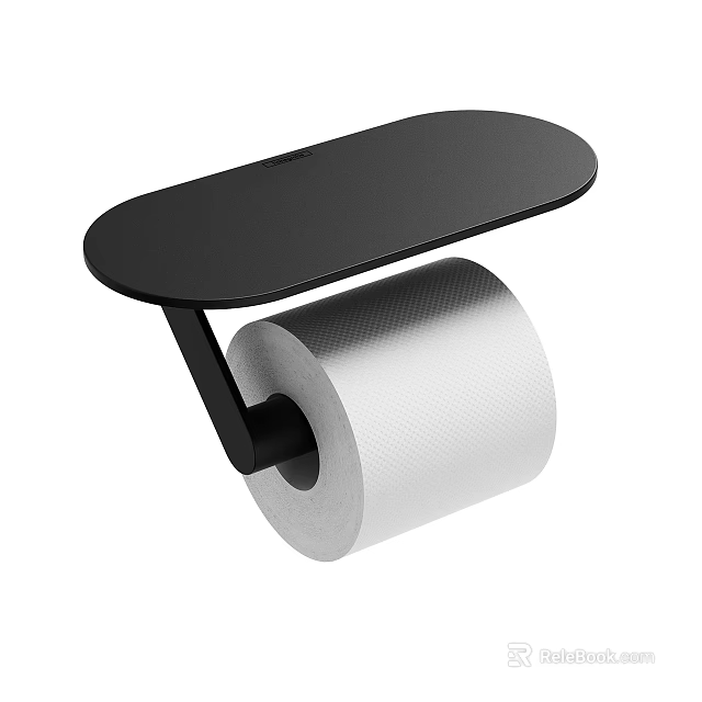 Modern Black Wall Mounted Toilet Paper Holder With Tissue Roll For Bathroom 3d model 