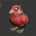 Adorable Watermelon Inspired Bird With Red Body Black Seeds Green Wings And Big Green Eyes
