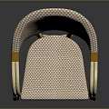 Modern Upholstered Accent Chair With Polka Dot Fabric And Gold Metal Frame