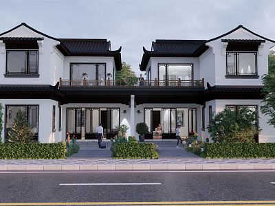 New Chinese Style Double Villa model