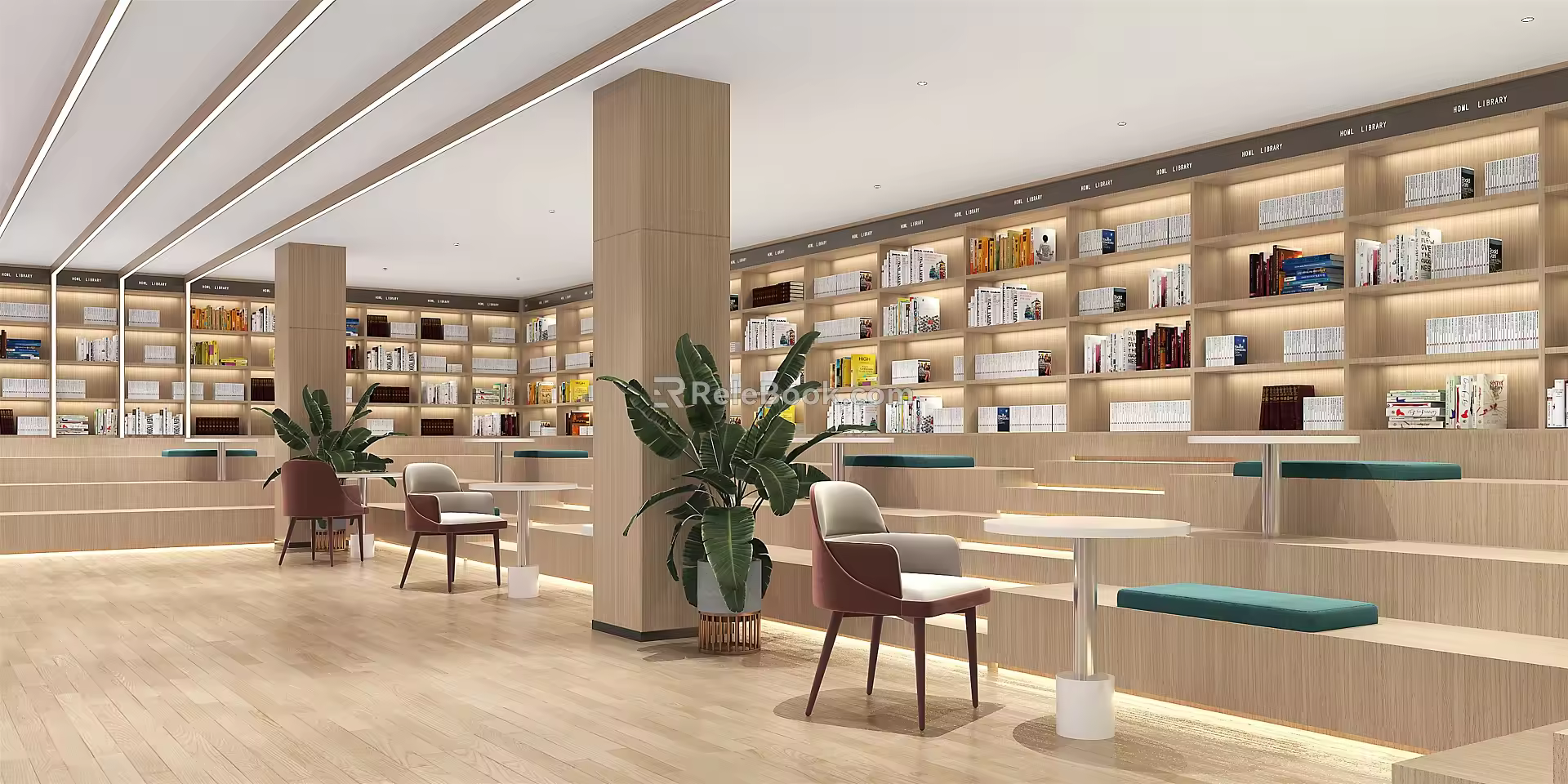 Modern Library Reading Area 3d model