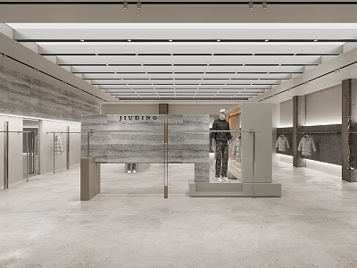 JUUNNGLE Clothing Store Modern Interior With Mannequin Display And Fashion Clothes 3d model