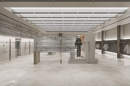 Industrial fashion brand clothing store clothing props model concrete pillar exhibition hall studio commercial modeling ceiling 3d model