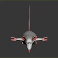 3D White Cartoon Game Movie Character With Pink Ears Nose Paws And Arms Outstretched