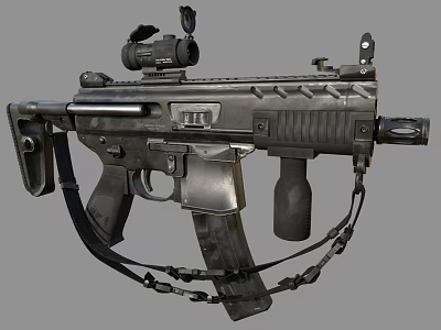 Tactical Assault Rifle Design With Scope Magazine Tactical Rail And Adjustable Stock 3d model