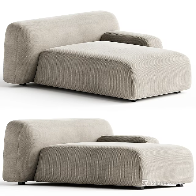 Modern Minimalist Single Sofa With Beige Fabric And Comfortable Ergonomic Design 3d model