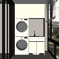 Modern Balcony Balcony Cabinet Washing Machine Cabinet 3d model