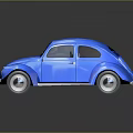 Blue Classic Volkswagen Beetle Car With Shiny Exterior And Retro Design Details