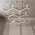 Modern Hexagonal Chandelier Design With Multiple Hanging Units And Ceiling Mounted Lighting 3d model