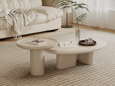 Modern Minimalist Living Room Coffee Tables With Magazines Tray And Decorative Rug 3d model