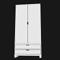 Modern White Double Door Wardrobe With Drawers And Simple Design 3d model
