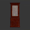 Classic Red Wooden Bookcase With Glass Door Books And Carved Cabinet Details
