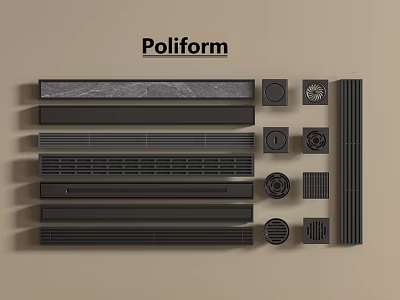 Poliform Modern Decorative Components With Black Strips And Round Elements Design 3d model