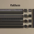 Poliform Modern Decorative Components With Black Strips And Round Elements Design 3d model