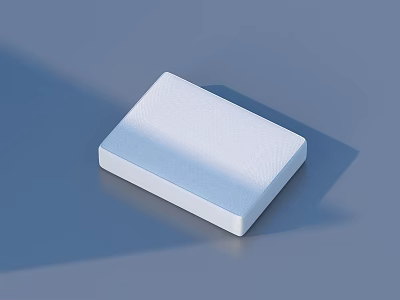 White Rectangular Upholstered Cushion With Textured Surface On Blue Background 3d model