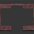 Red Rough Textured Architectural Component With U Shaped Design And Circular Holes
