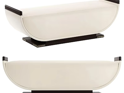 Modern Curved Stool with White Padded Seat Black Wooden Base and Elegant Design 3d model
