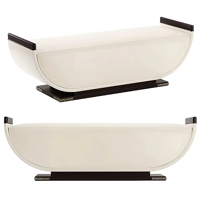 Modern Curved Stool with White Padded Seat Black Wooden Base and Elegant Design 3d model