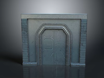 Industrial Style Door Frame With Textured Metallic Surface And Geometric Patterns 3d model