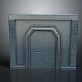 Industrial Style Door Frame With Textured Metallic Surface And Geometric Patterns 3d model