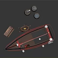 Traditional Fishing Boat With Red Mast Green Black Hull White Buoys And Seagull