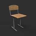 Simple Wooden Single Chair With Metal Frame And Comfortable Seat Backrest