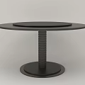 Round Black Dining Table with Spiral Central Leg in Modern Minimalist Design