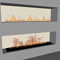 Two Built-in Fireplaces With Flames On White Wall Near Window Blinds And Green Plant